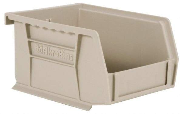 Akro-Mils - 10 Lb. Load Capacity, 7-3/8" Deep, Gray Polymer Hopper Stacking Bin - 3" High x 4-1/8" Wide x 7-3/8" Long - Americas Tooling