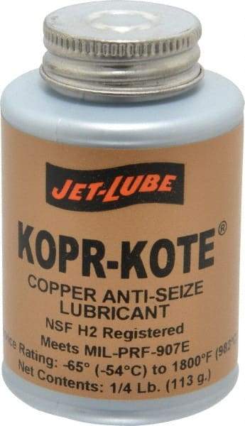 Jet-Lube - 0.25 Lb Can High Temperature Anti-Seize Lubricant - Copper/Graphite, -65 to 1,800°F, Copper/Bronze, Food Grade, Water Resistant - Americas Tooling