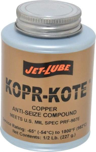 Jet-Lube - 0.5 Lb Can High Temperature Anti-Seize Lubricant - Copper/Graphite, -65 to 1,800°F, Copper/Bronze, Food Grade, Water Resistant - Americas Tooling