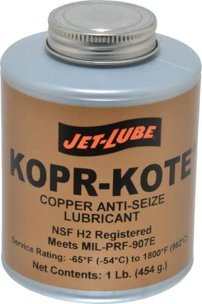 Jet-Lube - 1 Lb Can High Temperature Anti-Seize Lubricant - Copper/Graphite, -65 to 1,800°F, Copper/Bronze, Food Grade, Water Resistant - Americas Tooling