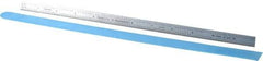 PEC Tools - 12" Long, 1/100, 1/10" and 0.5, 1mm Graduation, Flexible Steel Rule - Decimal/Metric Graduation Style, 1/2" Wide, Silver, Satin Chrome Finish - Americas Tooling