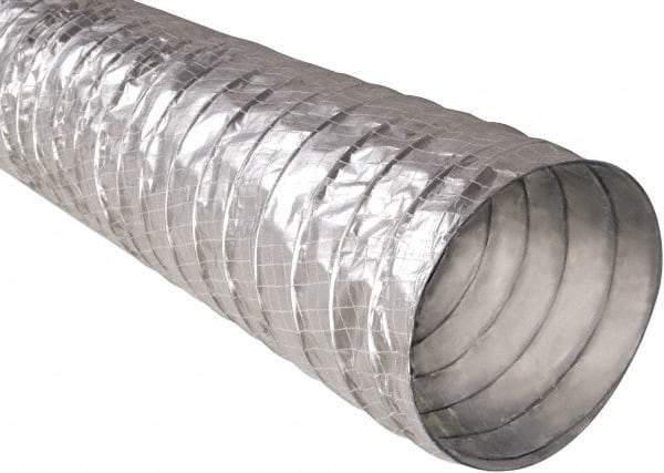 Hi-Tech Duravent - 6" ID, 25' Long, Metalized Film Blower & Duct Hose - Silver, 3" Bend Radius, 0.15 In/Hg, 0.85 Max psi, -20 to 250°F - Americas Tooling