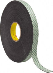 3M - 1" x 36 Yd Acrylic Adhesive Double Sided Tape - 1/16" Thick, Black, Urethane Foam Liner, Continuous Roll, Series 4056 - Americas Tooling