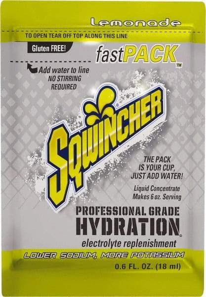 Sqwincher - 0.6 oz Pack Lemonade Activity Drink - Liquid Concentrate, Yields 6 oz - Americas Tooling