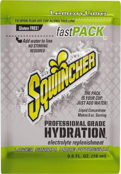 Sqwincher - 0.6 oz Pack Lemon-Lime Activity Drink - Liquid Concentrate, Yields 6 oz - Americas Tooling