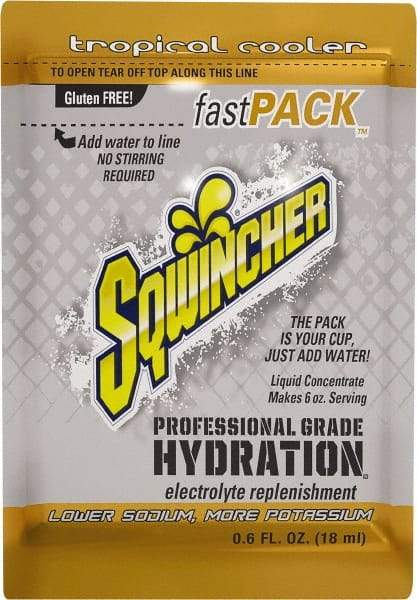 Sqwincher - 0.6 oz Pack Tropical Cooler Activity Drink - Liquid Concentrate, Yields 6 oz - Americas Tooling