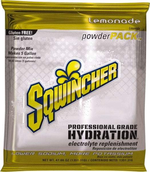 Sqwincher - 47.66 oz Pack Lemonade Activity Drink - Powdered, Yields 5 Gal - Americas Tooling