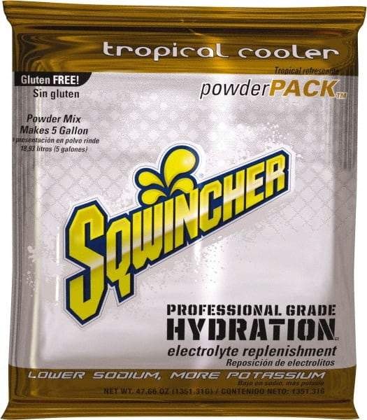 Sqwincher - 47.66 oz Pack Tropical Cooler Activity Drink - Powdered, Yields 5 Gal - Americas Tooling