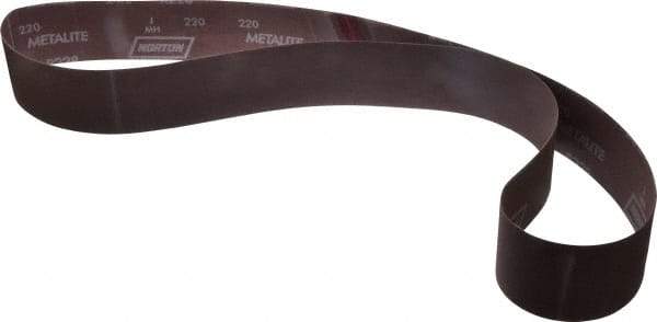 Norton - 2-1/2" Wide x 60" OAL, 220 Grit, Aluminum Oxide Abrasive Belt - Aluminum Oxide, Very Fine, Coated, X Weighted Cloth Backing, Series R228 - Americas Tooling