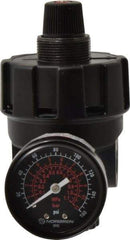 Norgren - 1/4 NPT Port, 200 CFM, Zinc Hi-Flow Regulator - 10 to 125 psi Range, 300 Max psi Supply Pressure, 1/4" Gauge Port Thread, 2.7" Wide x 4.83" High - Americas Tooling