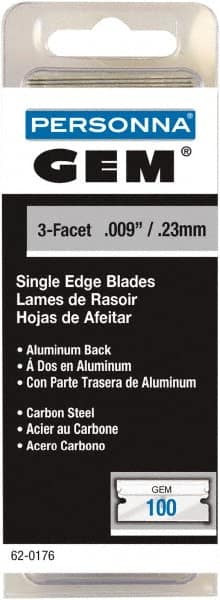 GEM - 100 Piece Steel Single Edge Blade - 1-1/2" OAL, 0.009" Blade Thickness - Americas Tooling