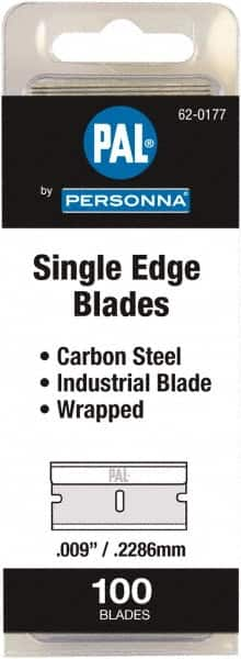 Personna - 100 Piece Steel Single Edge Blade - 1-1/2" OAL, 0.009" Blade Thickness - Americas Tooling