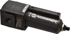 Norgren - 3/8" Port, 7.15" High x 2.68" Wide Intermediate Filter with Metal Bowl, Automatic Drain - 65 SCFM, 250 Max psi, 150°F Max Temp, Sight Glass Included, Modular Connection, 3.5 oz Bowl Capacity - Americas Tooling