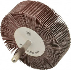 Mounted Flap Wheel: 1″ Face Width, 180 Grit, Aluminum Oxide 1/4″ Shank Dia, Coated, Very Fine, 20,000 Max RPM