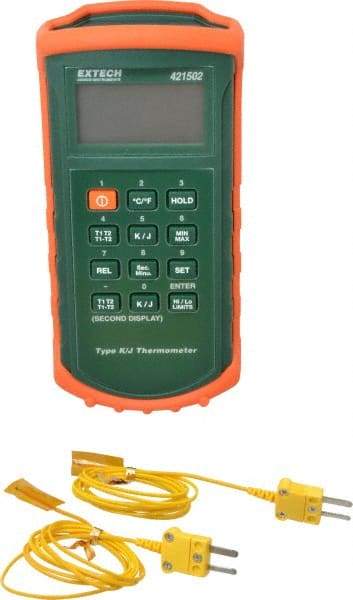 Extech - -328 to 2,498°F Dual Input Digital Thermometer - Digital Display - Americas Tooling