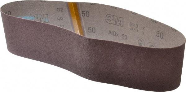 3M - 4" Wide x 36" OAL, 50 Grit, Aluminum Oxide Abrasive Belt - Aluminum Oxide, Coarse, Coated, X Weighted Cloth Backing, Series 341D - Americas Tooling