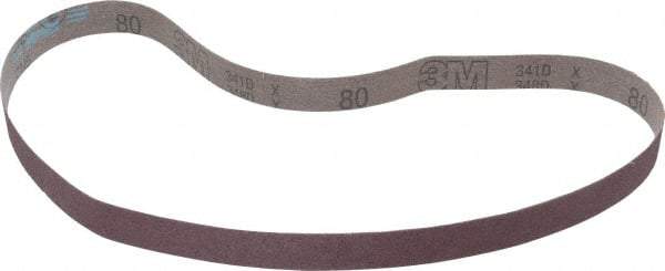 3M - 1" Wide x 42" OAL, 80 Grit, Aluminum Oxide Abrasive Belt - Aluminum Oxide, Medium, Coated, X Weighted Cloth Backing, Series 241D - Americas Tooling