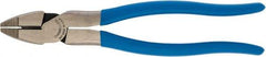 Channellock - 9" OAL, 1-17/32" Jaw Length x 1-5/16" Jaw Width, Linesman's Pliers - Standard Jaw, Rounded Nose Head, Plastic Dipped Handles - Americas Tooling