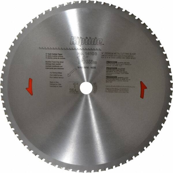 Porter-Cable - 14" Diam, 1" Arbor Hole Diam, 72 Tooth Wet & Dry Cut Saw Blade - Carbide-Tipped, Cutoff Action, Standard Round Arbor - Americas Tooling