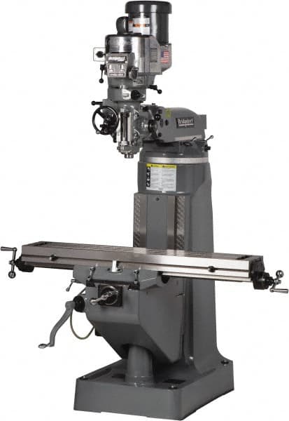 Bridgeport - 9" Table Width x 49" Table Length, Variable Speed Pulley Control, 3 Phase Knee Milling Machine - R8 Spindle Taper, 2 hp - Americas Tooling