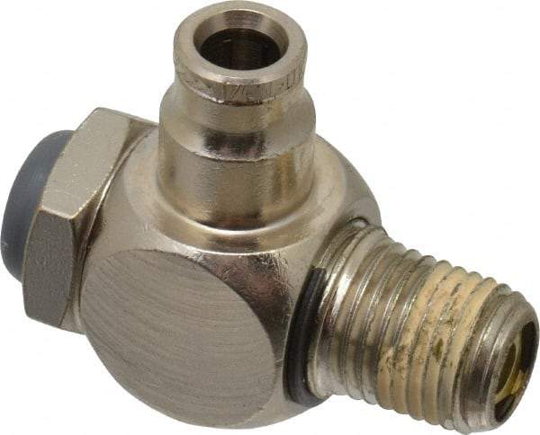 Norgren - 1/4" Tube Inlet x 1/4" NPT Outlet Tamper Resistant Flow Control Valve - 5 to 150 psi, Needle Valve & Brass Material - Americas Tooling