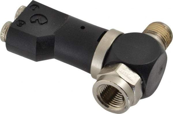 Norgren - 5/32" Tube x 1/8" NPTF Pressure Sensor Fitting Valve - 0 to 145 psi & Brass Material - Americas Tooling