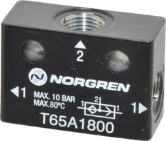 Norgren - 1/8" NPT x 1/8" NPT Shuttle Valve - 10 to 145 psi & Zinc Body - Americas Tooling