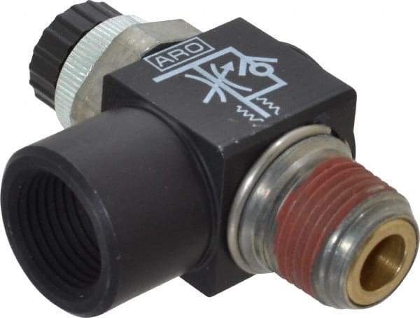 ARO/Ingersoll-Rand - 3/8" NPT x 3/8" NPT Right Angle Flow Control Valve - 0 to 150 psi & Brass Material - Americas Tooling