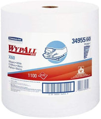 WypAll - X60 Dry Shop Towel/Industrial Wipes - Jumbo Roll, 13-3/8" x 12-5/8" Sheet Size, White - Americas Tooling