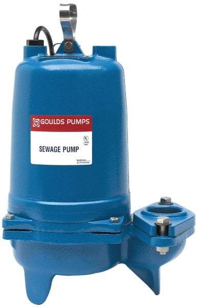 Goulds Pumps - 1/2 hp, 230 Amp Rating, 230 Volts, Nonautomatic Operation, Sewage Pump - 1 Phase, Cast Iron Housing - Americas Tooling