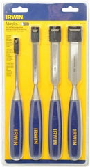 Irwin - 4 Piece Wood Chisel Set - 10-3/4" OAL, Sizes Included 1/4 to 1" - Americas Tooling