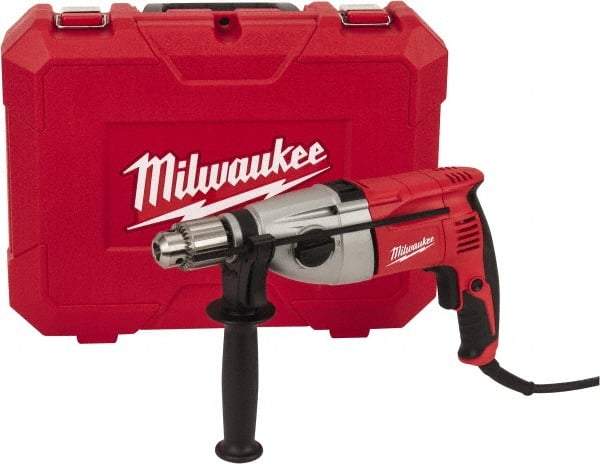 Milwaukee Tool - 120 Volt 1/2" Keyed Chuck Electric Hammer Drill - 0 to 20,000 & 0 to 40,000 BPM, 0 to 1,350 & 0 to 2,500 RPM, Reversible - Americas Tooling