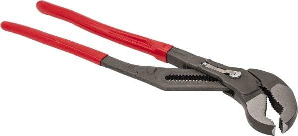 Knipex - 22" OAL, 4-1/2" Max Capacity, 20 Position Adjustable Tongue & Groove Pliers - Standard V-Jaws, Standard Head, Plastic Coated Handles - Americas Tooling