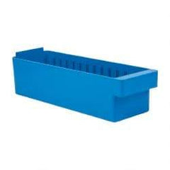 Quantum Storage - 17-5/8" Deep, Blue High-Impact Polystyrene Drawer Bin - 4-5/8" High x 5-9/16" Wide x 17-5/8" Long - Americas Tooling