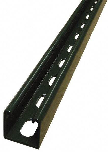 Empire - 10' Long x 1-5/8" Wide x 1-5/8" High, 14 Gauge, Carbon Steel, Punched Framing Channel & Strut - Green Painted - Americas Tooling