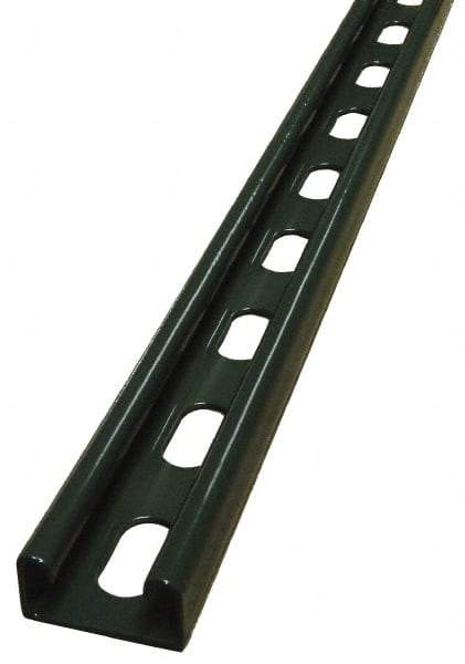 Empire - 10' Long x 1-5/8" Wide x 13/16" High, 14 Gauge, Carbon Steel, Punched Framing Channel & Strut - Green Painted - Americas Tooling