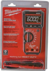 Milwaukee Tool - 2217-20, CAT III, 600 VAC/VDC, Digital True RMS Auto Ranging Multimeter - 40 mOhm, Measures Voltage, Capacitance, Current, Frequency, Resistance, Temperature - Americas Tooling