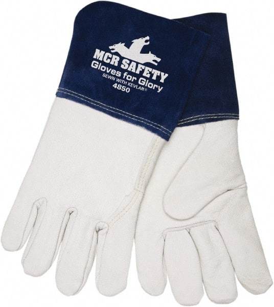 MCR Safety - Size 2XL Kevlar Lined Goatskin Welding Glove - White/Blue, Pair - Americas Tooling