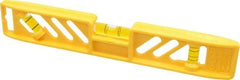 Empire Level - 9" Long 3 Vial Torpedo Level - Polycast, Yellow, 1 45°, 1 Level & 1 Plumb Vials - Americas Tooling