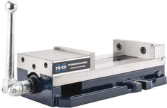 TE-CO - 6" Jaw Width, 9" Jaw Opening Capacity, Horizontal Stationary Machine Vise - Manual Operation, 8,200 Lb Capacity, 1 Station, 437.03mm Long x 117.48mm High x 1-1/2" Deep, 44.45mm Jaw Height - Americas Tooling