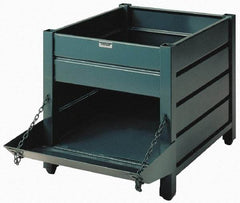 Steel King - 32" Long x 40" Wide x 24" High Steel Bin-Style Bulk Storage and Transport Container with 1 Gate - 4,000 Lb. Load Capacity - Americas Tooling