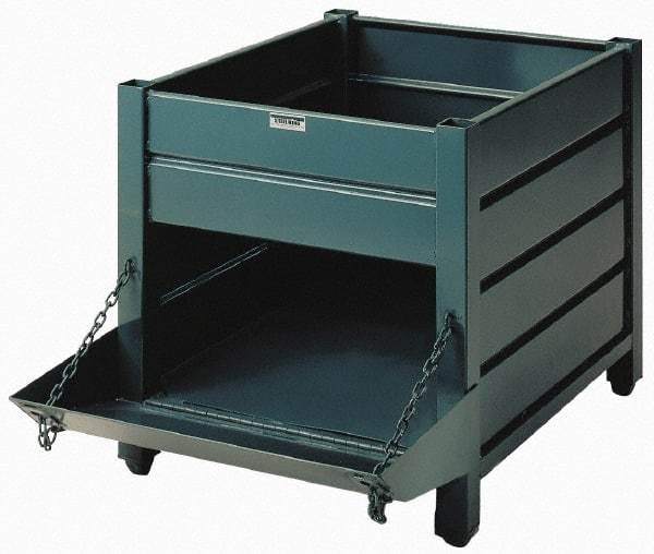 Steel King - 30" Long x 36" Wide x 24" High Steel Bin-Style Bulk Storage and Transport Container with 1 Gate - 4,000 Lb. Load Capacity - Americas Tooling