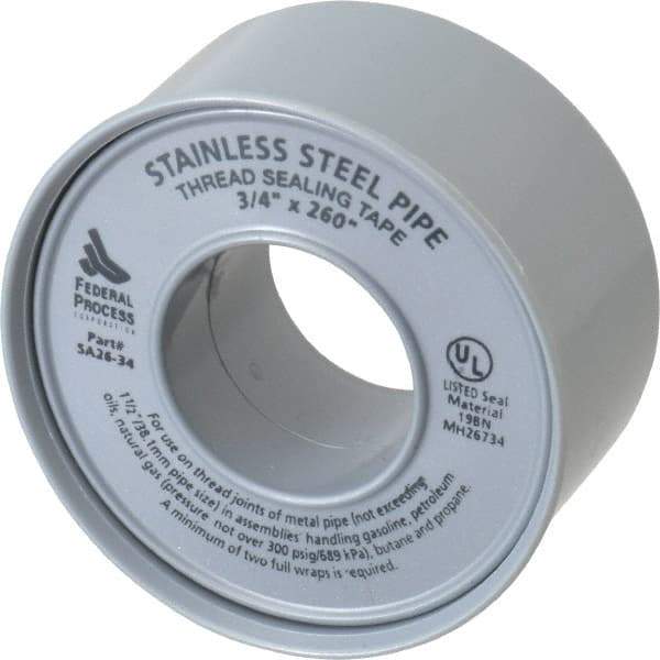 Federal Process - 3/4" Wide x 260" Long High Density Pipe Repair Tape - 4.3 mil Thick, -450 to 550°F, Nickel - Americas Tooling