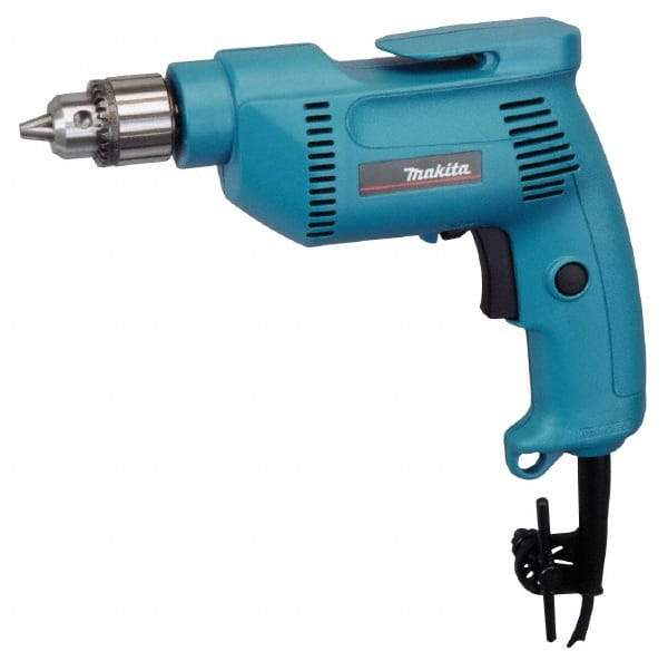 Makita - 3/8" Keyed Chuck, 2,500 RPM, Pistol Grip Handle Electric Drill - 4.9 Amps, 115 Volts, Reversible, Includes Chuck Key & Drill Chuck - Americas Tooling