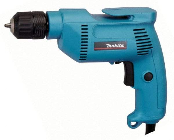 Makita - 3/8" Keyless Chuck, 2,500 RPM, Pistol Grip Handle Electric Drill - 4.9 Amps, 115 Volts, Reversible, Includes Keyless Chuck - Americas Tooling