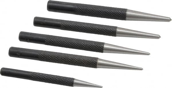 General - 5 Piece, 1/16 to 5/32", Center Punch Set - Round Shank, Comes in Vinyl Case - Americas Tooling