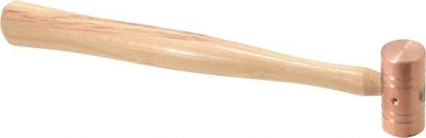 Made in USA - 1/2 Lb Head 3/4" Face Copper Nonmarring Hammer - 10-1/2" OAL, Wood Handle - Americas Tooling