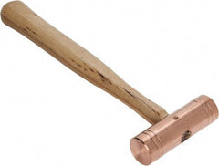 Made in USA - 1-1/2 Lb Head 1-1/4" Face Copper Nonmarring Hammer - 12" OAL, Wood Handle - Americas Tooling