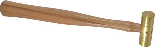 Made in USA - 1/4 Lb Head 3/4" Face Brass Nonmarring Hammer - 10-1/2" OAL, Wood Handle - Americas Tooling