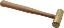 Made in USA - 1-1/2 Lb Head 1-1/4" Face Brass Nonmarring Hammer - 12" OAL, Wood Handle - Americas Tooling